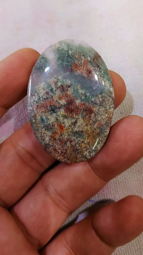 Green and white assorted Garden quartz Lodolite gemstone cabochons, For Jewelry