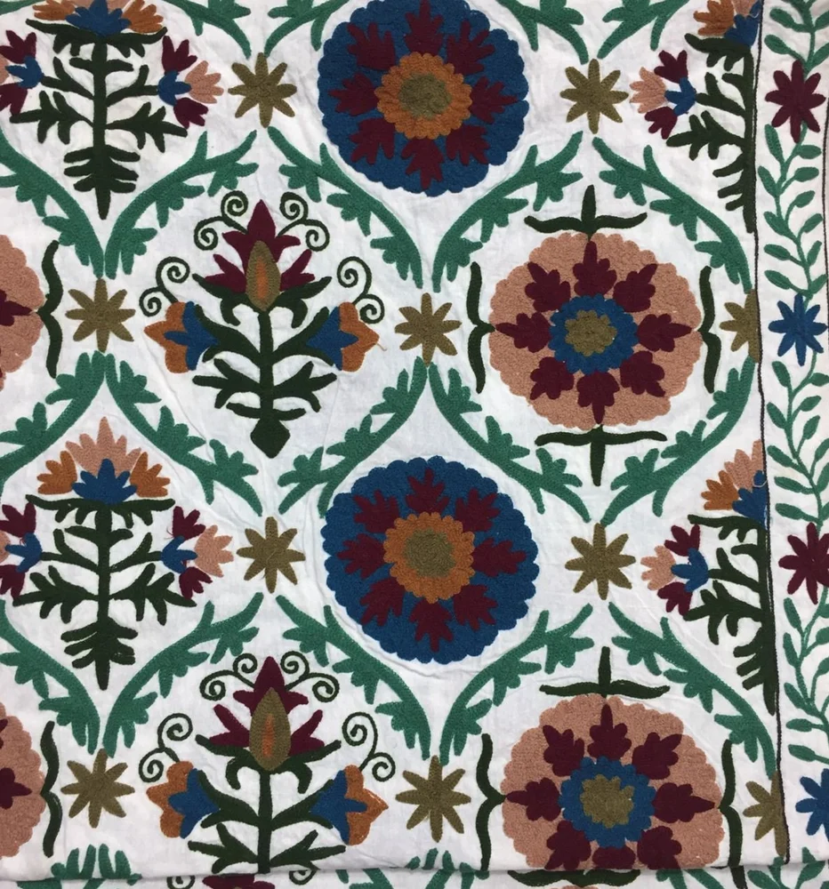Uzbek Suzani Fabric, Multicolor